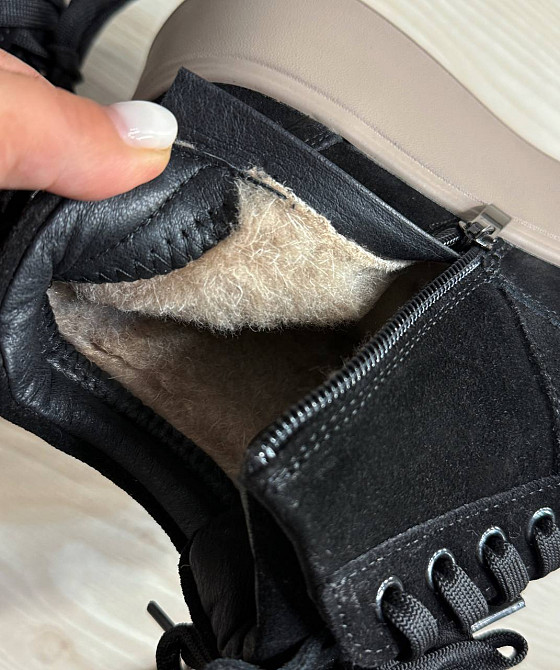 Ботинки женские Hengji 280-3 зимние на меху на бежевой подошве замшевые черные, 39, 24,5 см Киев - изображение 5