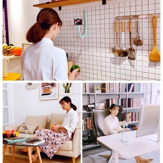 Гибкий держатель для телефона с присосками универсальный Cute Worm Lazy Holder. QB-816 Цвет: черный Киев - изображение 4