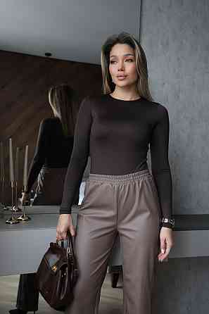 Прямые кожаные штаны на меху Choice 50-52, Мокко Киев