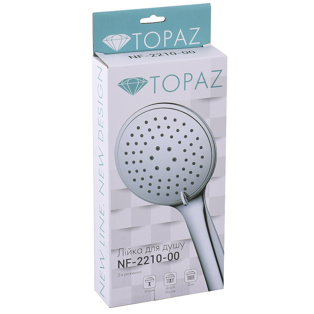 Душова лійка Topaz NF-2210-00 хром, пласт. 3-позиційна Луцк - изображение 5