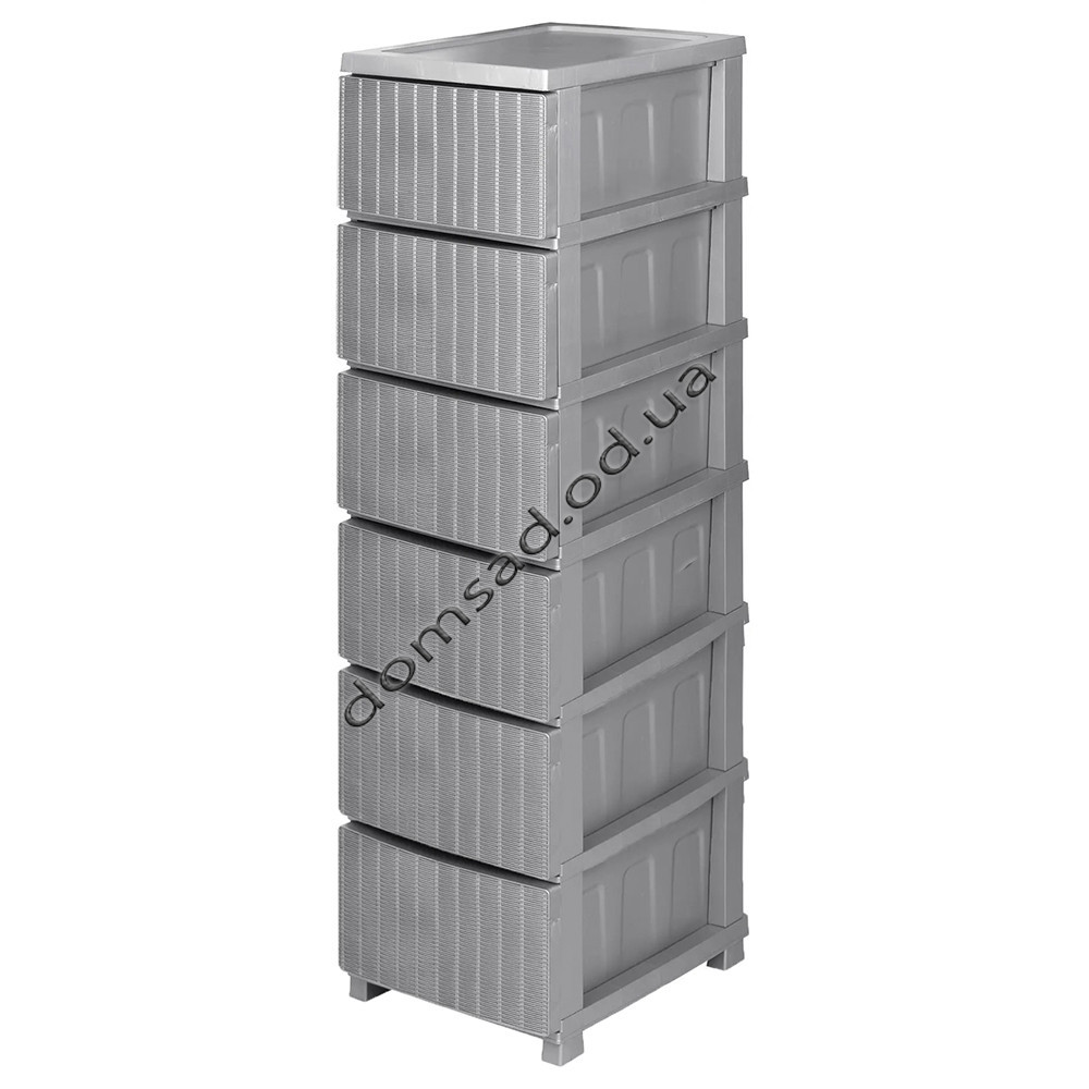 Комод пластиковий "Ротанг" 6 ярусів 126*43*34см, R-Plastic, сірий Одеса - фото 1