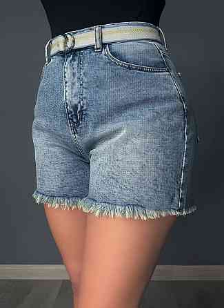 Шорты женские джинсовые Vanver 268 короткие с бахромой и ремнем голубые, голубой, 31, 31, 83 см, 110 см Киев