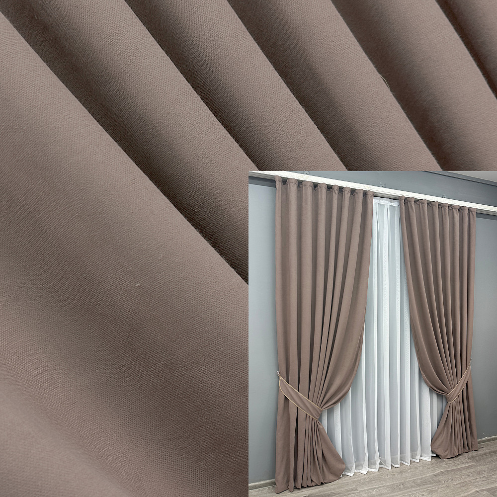 Комплект готових штор VR-Textil Мікровелюр Petek № 1825ш Какао 150х270 см 2 шт (33-0966) Київ - фото 1