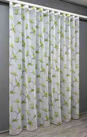 Тюль VR-Textil 1909т Flora Батист Білий з салатовим 300х270 см (40-245) Київ