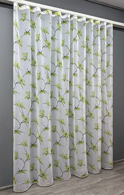 Тюль VR-Textil 1909т Flora Батист Білий з салатовим 300х270 см (40-245) Київ - фото 3