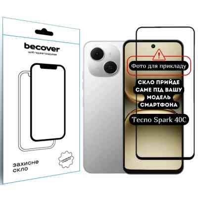Стекло защитное BeCover 10D Tecno Spark 40C 4G (KM4k) Black (714372) Винница