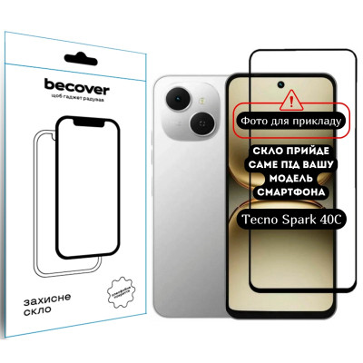 Стекло защитное BeCover 10D Tecno Spark 40C 4G (KM4k) Black (714372) Винница - изображение 1