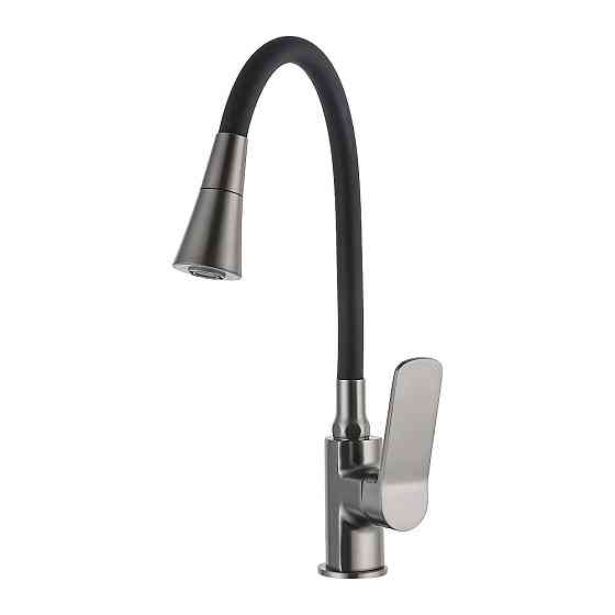 Змішувач для кухні Frap F4462 з гнучким виливом, графіт/чорний Київ