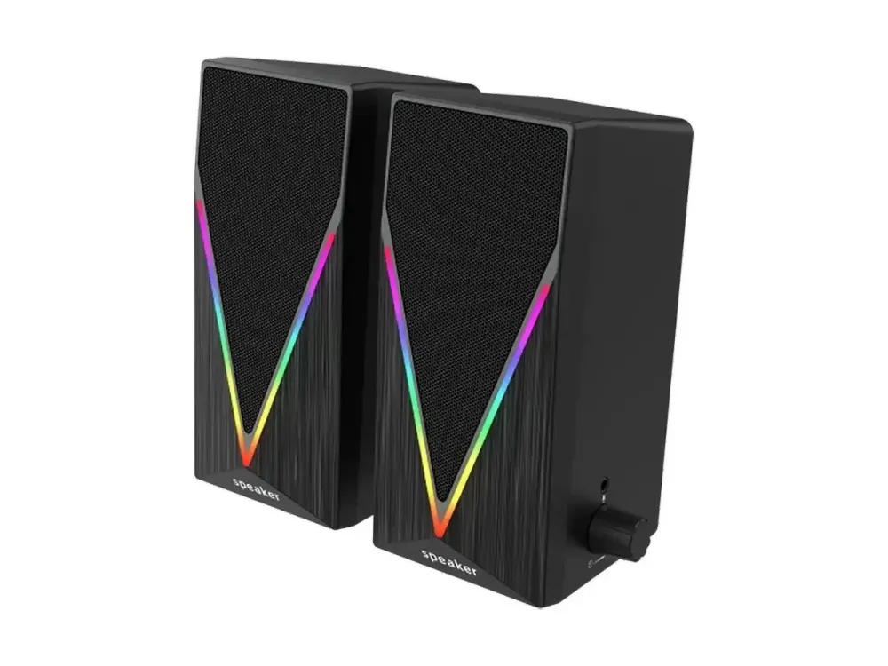 Комп'ютерні колонки 2.0 з RGB підсвічуванням, потужність 3 Вт, USB живлення, Mini Jack AUX, регулятор гучності Одеса - фото 1