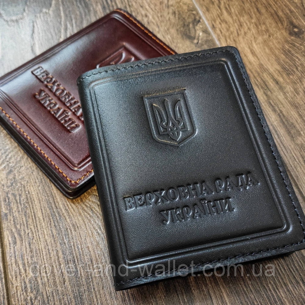 Шкіряна обкладинка Верховна Рада України чорного кольору Київ - фото 1