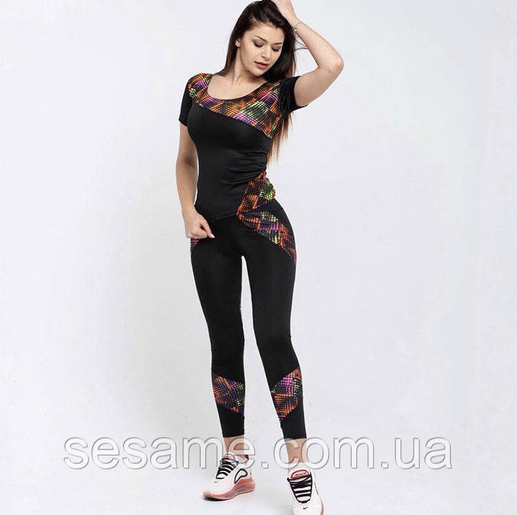 Костюм двійка обтислий для йоги та фітнесу лосини та футболка Харків - фото 4