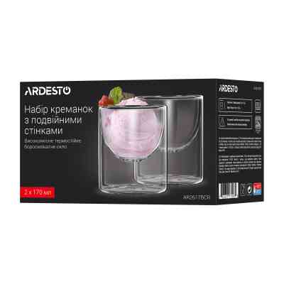 Креманка Ardesto Набір 2шт, 170мл, боросилікатне скло, прозорий (AR2617BCR) Винница