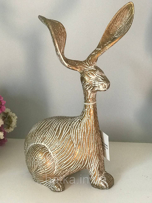 Статуетка «Зайчик» 20х12х29,5 см метал біло-золотий Київ - фото 2