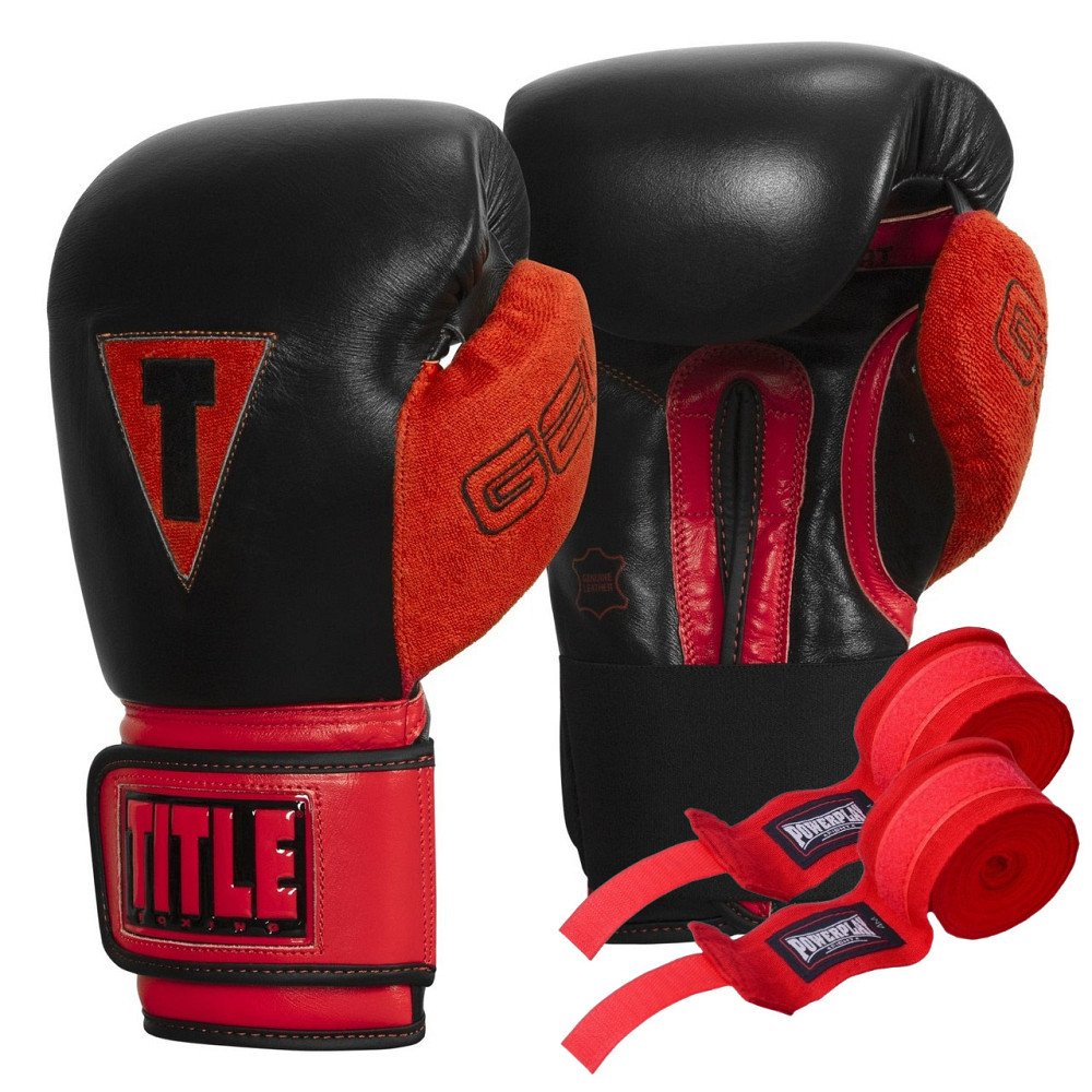 Боксерські рукавиці TITLE Boxing All Heart Bag Gloves 2.0 Black/Red 16 oz (бинти 4м. в комплекті) Кам'янське - фото 1