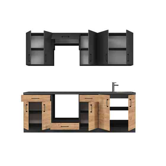 Кухня модульна Эверест Оптима набор №7 Антрацит+Дуб крафт золотой 2,4 м (без столешницы) (DTM-5719) Львов