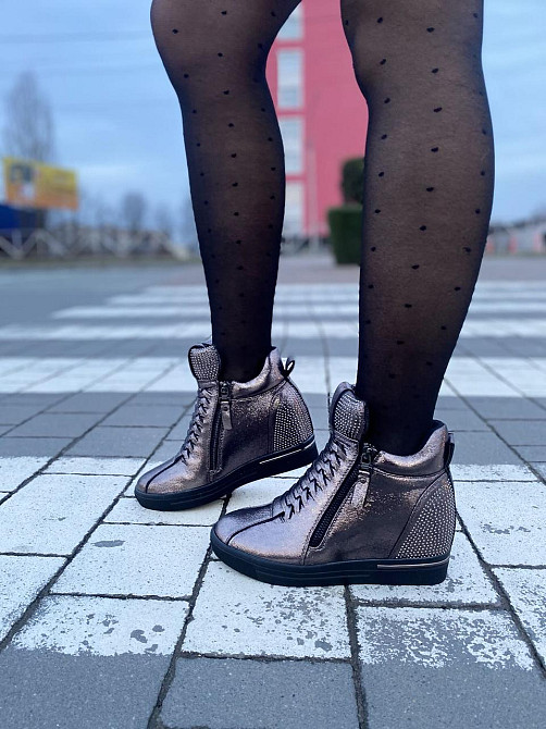 Снікерси жіночі Bosida бронзовий еко-шкіра танкетка 5см ( -6) Коломыя - изображение 5