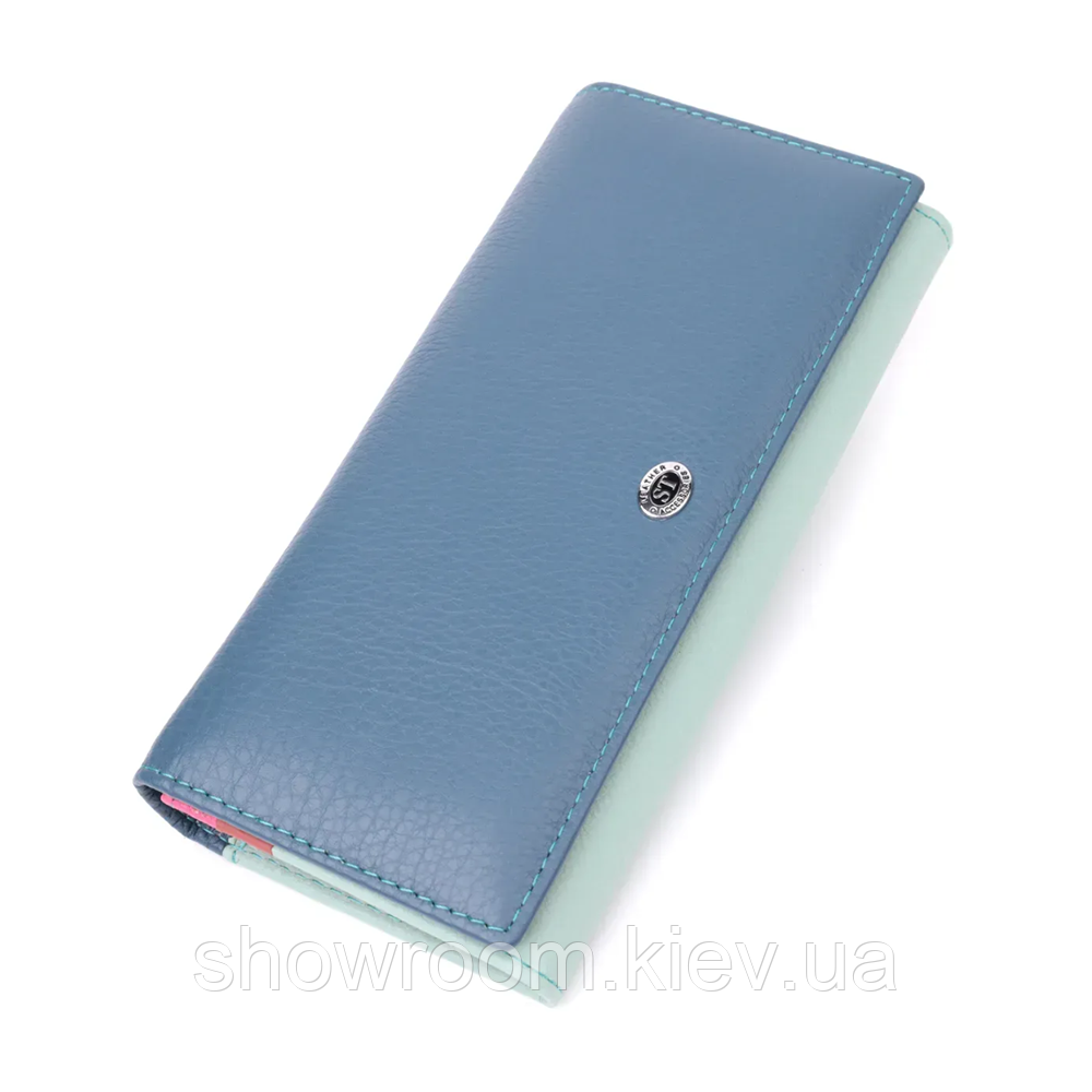 Женский кожаный кошелек на магните (140) голубой Киев - изображение 6