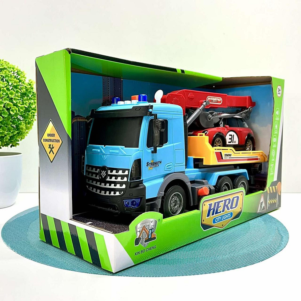 Евакуатор машинка світло звук інерційний механізм рухомий кран Блакитний (687-56C) Чернігів - фото 5