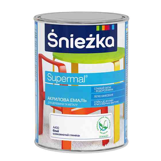 Фарба Sniezka Supermal акрилова біла шовк.глянцева А400 2,5 л Київ