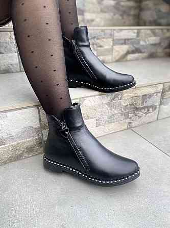Vesna Черевики жіночі VESNA чорні натуральна шкіра з хутром висота 11 см (2422) 36 і 39 Коломия