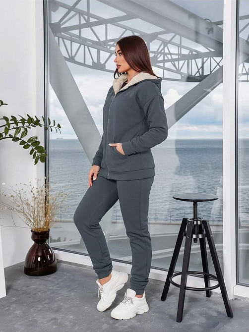 Жіночий костюм з хутром Сірий L-XL Харків - фото 2