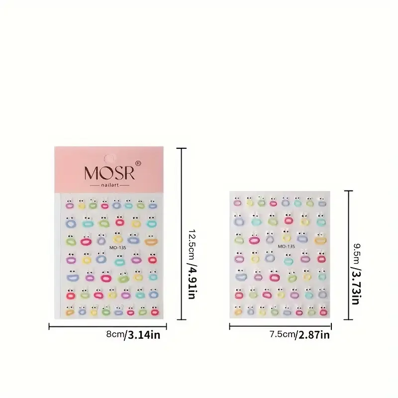 Стікери для нігтів 3D – кумедні мордочки, кольорові самоклеючі гель-стікери Київ - фото 4