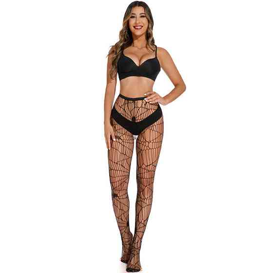 Колготки с рисунком паутины one size черный Киев