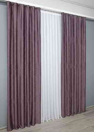 Комплект готовых штор VR-Textil Бархат № 1324ш Сливовый 100х270 см 2 шт (31-590) Киев