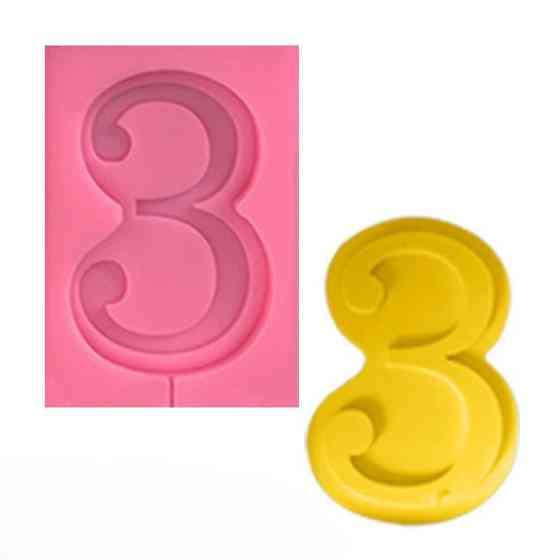 Молд силіконовий цифра 3 універсальний 90 на 65 мм рожевий Київ