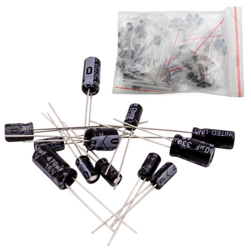 Конденсатори електролітичні 120 шт, набір 0.22–470 мкФ, 10–50В для електроніки та ремонту Київ - фото 1