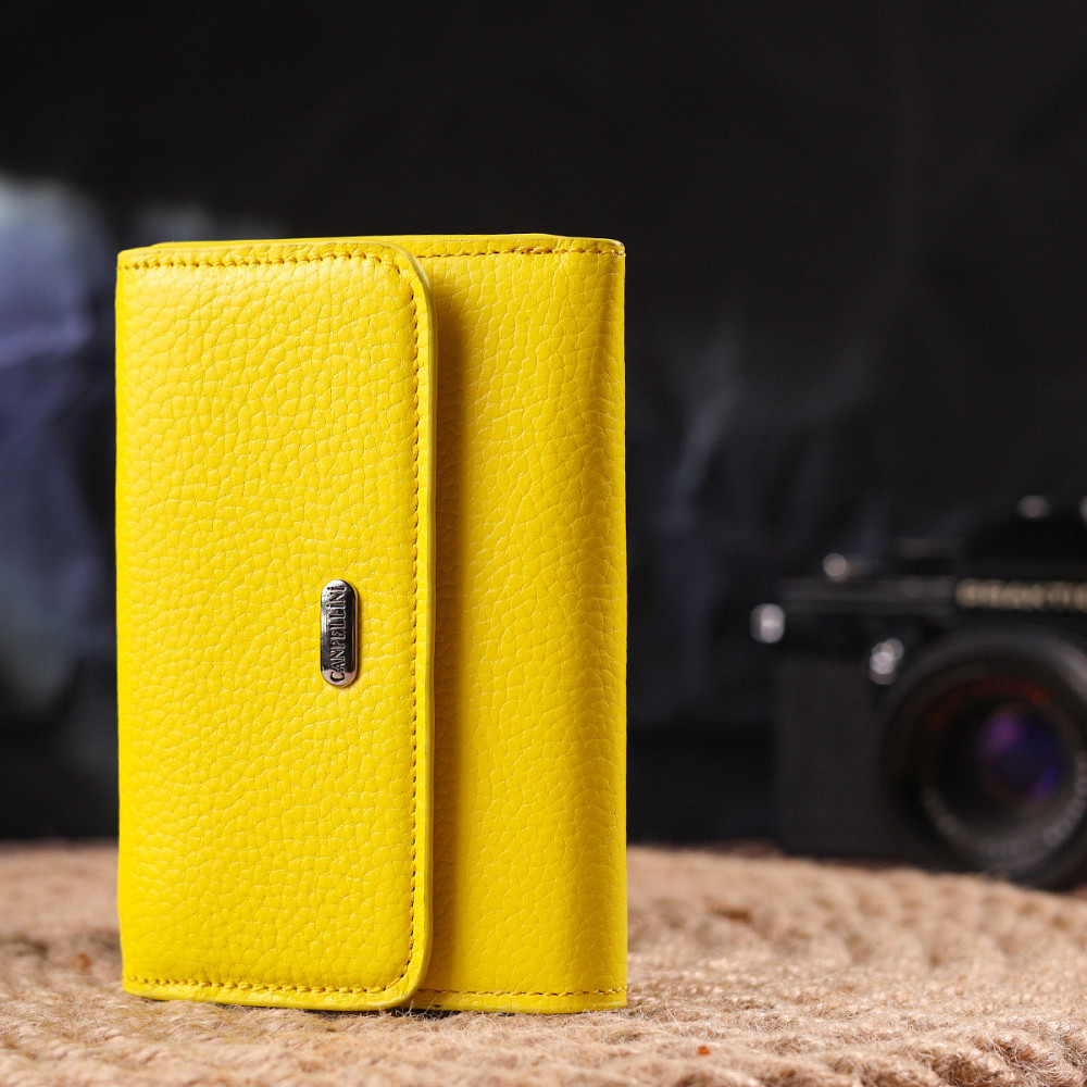 Молодежный яркий кошелек из натуральной кожи флотар CANPELLINI 21597 Лимонный Киев - изображение 9