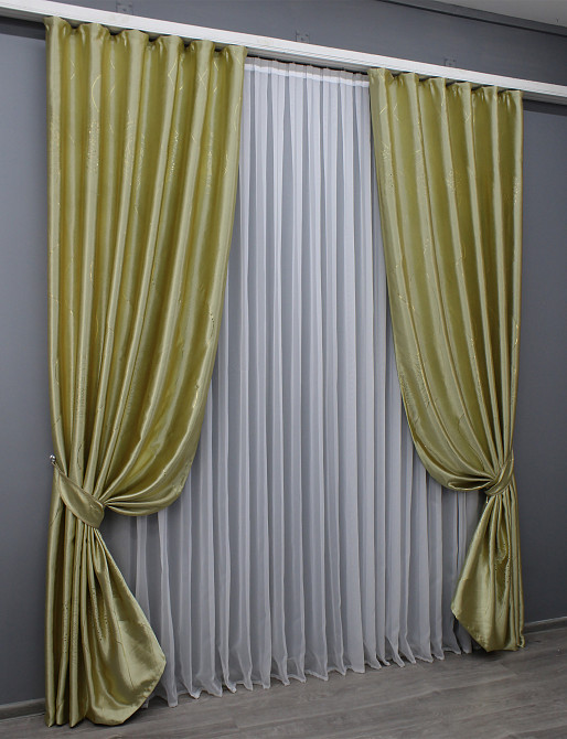 Комплект готових штор VR-Textil Софт № 1478ш Золотистий 150х270 см 2 шт (33-0346) Київ - фото 3