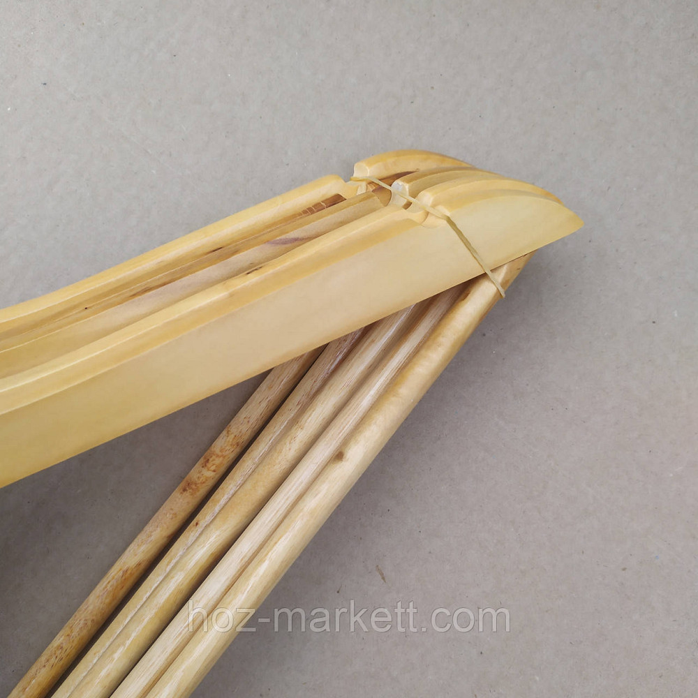 Вішалки плічка для одягу дерев'яні лаковані 5 шт. в уп із хромованим поворотним гачком Харків - фото 6