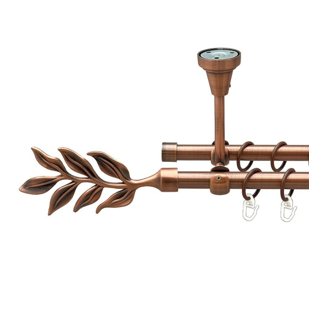 Карниз Orvit Лавр металевий дворядний відкритий до стелі гладка труба кільце металеве Мідь 16\16 мм 120 см Львов - изображение 1