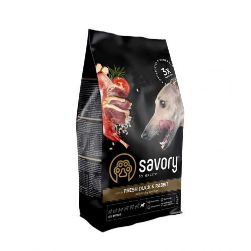 Корм сухой Savory Adult All Breeds rich in Fresh Duck and Rabbit для собак всех пород со свежей уткой и кроликом 3 кг Киев - изображение 1
