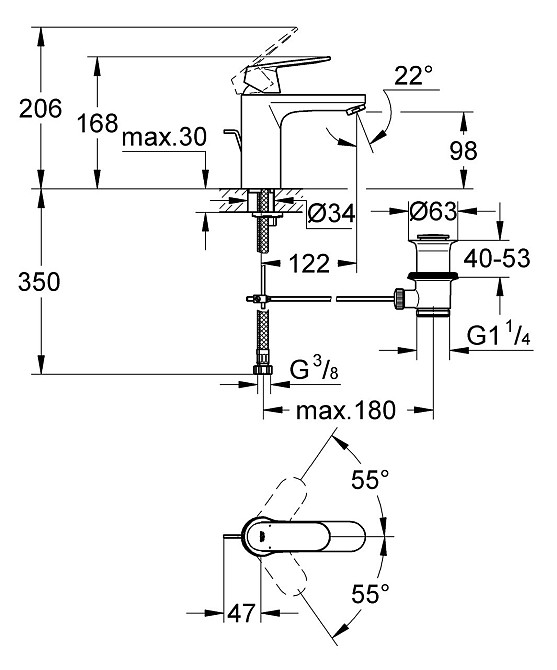 Змішувач для раковини M-розміру Grohe Eurosmart Cosmopolitan   ( 23325000 ) 34952 Харьков - изображение 2