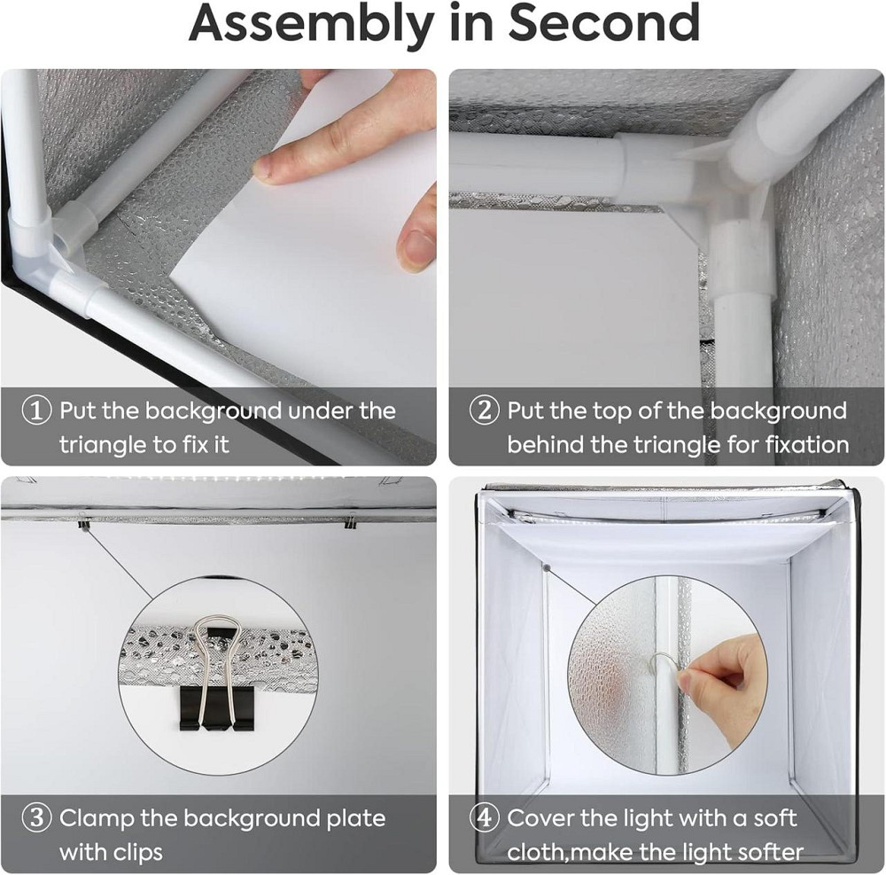 Фотобокс 100x100x100 см черный 384 LED димируемый CRI≥95 3 фона белый/чёрный/синий портативный PVC Oxford Киев - изображение 9