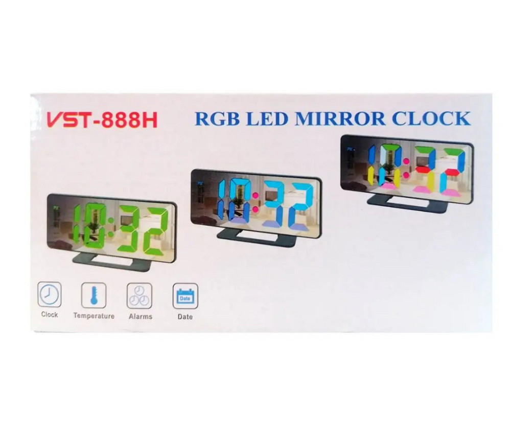 Годинник настільний VST-888H з RGB-підсвіткою, чорний Вінниця - фото 7