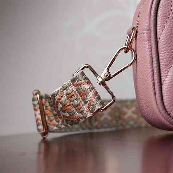 Красивая стеганая женская сумка из натуральной кожи Розовая (Vintage) Киев