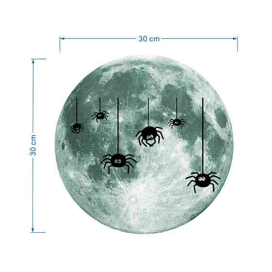 Наклейка на Хэллоуин Пауки и луна 30 см салатовый Киев