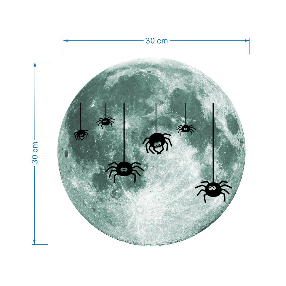 Наклейка на Хэллоуин Пауки и луна 30 см салатовый Киев - изображение 2