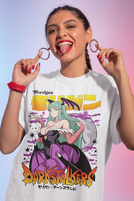 Футболка для мальчика аниме Морриган Аенсланд Дарксталкерс Аниме оверсайз (рост от 165 до 180 ) Черний AnimeJ0187m Днепр - изображение 1