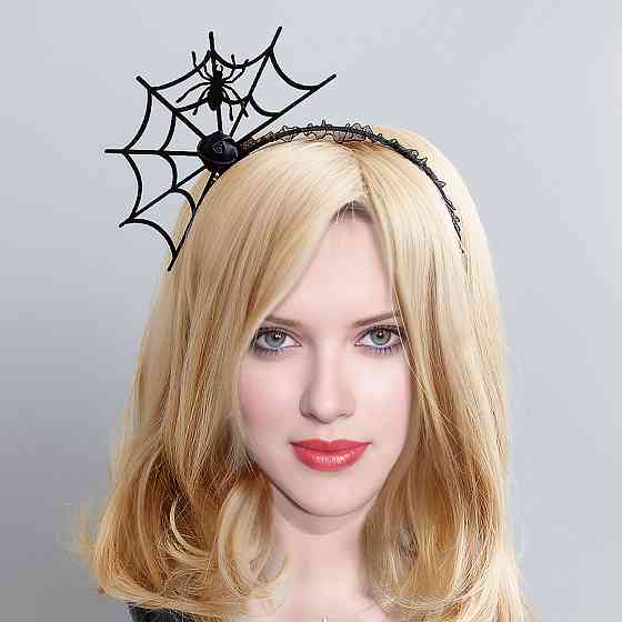 Обруч на Хэллоуина Паутина и паук one size черный Киев