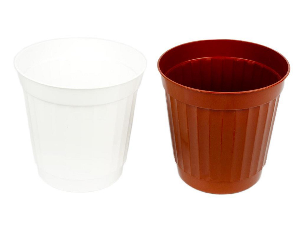 Горщик для квітів "Ребро" №5 білий/коричневий Харків - фото 1