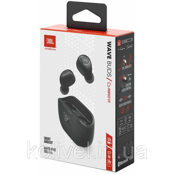 Навушники з мікрофоном JBL TWS Wave Buds Black JBLWBUDSBLK (JBLWBUDSBLK) Киев - изображение 9