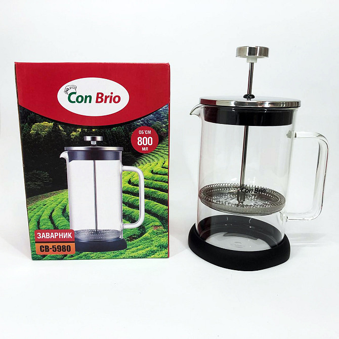 Заварний скляний чайник Con Brio CB-5980 800 мл, Багаторазовий френч-прес, Френч-прес KX-960 для чаю Київ - фото 9