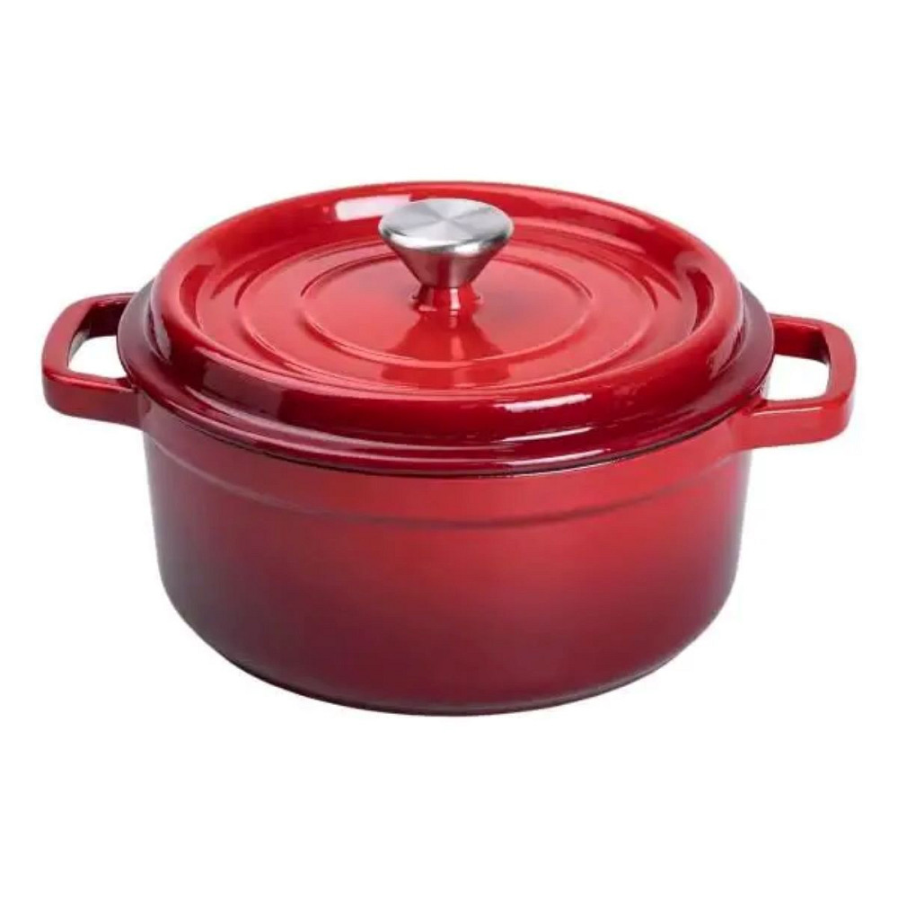 Каструля чавунна емальована 3 л з кришкою Ø24 см Червона HP-1-3R Коломия - фото 1