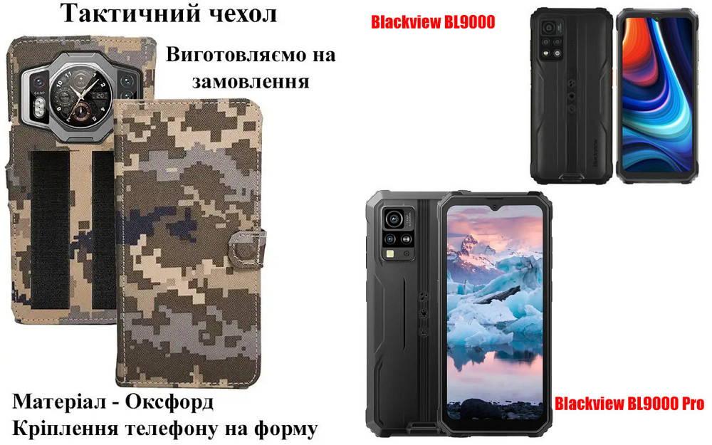 Тактический чехол для Blackview BL8000, крепится к снаряжению на липучке Киев - изображение 1