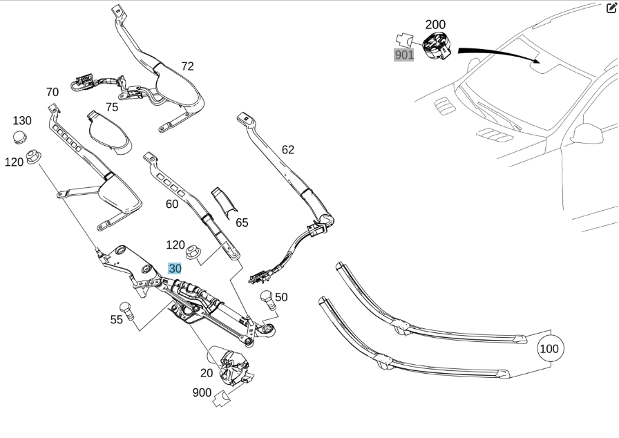 Mercedes-Benz  A1668200741 Механізм склоочисника ML/GLE W166 GLE Coupe C292 GL/GLS X166 Одесса - изображение 2