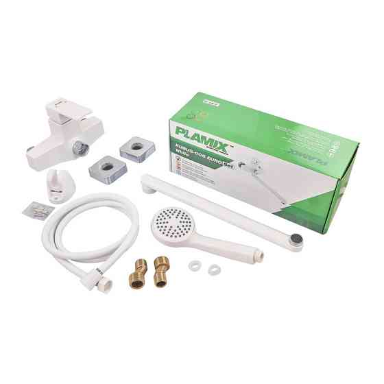 Змішувач для ванни Plamix Kubus-006 Euro Set White (з шлангом, лійкою та кронштейном) (PM0738)   ( 20560 ) Харків